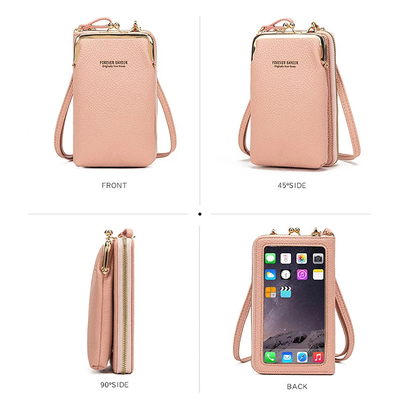 Buylor bolsa tela de toque celular crossbody sacos de ombro carteira feminina cartão moeda bolsa de couro macio embreagem