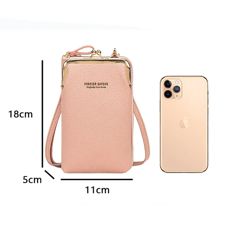 Buylor bolsa tela de toque celular crossbody sacos de ombro carteira feminina cartão moeda bolsa de couro macio embreagem